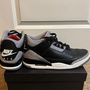 Jordan 3 retro black cement 2024 authentic Men's Black and Gray Sneakers